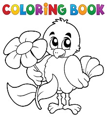 Image showing Coloring book chicken with flower