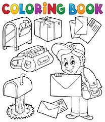 Image showing Coloring book with postman thematics