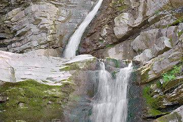 Image showing Double waterfall and rocks, Perino river, Valtrebbia, Italy