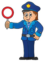 Image showing Policeman holds stop sign theme 1