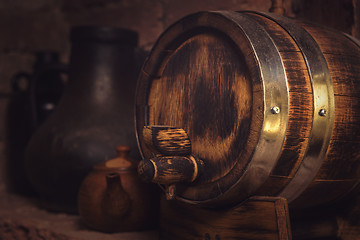 Image showing barrels in the wine cellar