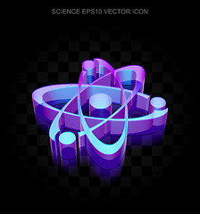 Image showing Science icon: 3d neon glowing Molecule made of glass, EPS 10 vector.