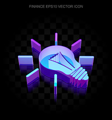 Image showing Finance icon: 3d neon glowing Light Bulb made of glass, EPS 10 vector.