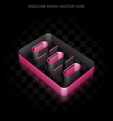 Image showing Healthcare icon: Crimson 3d Pills Blister made of paper, transparent shadow, EPS 10 vector.