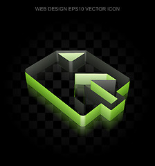 Image showing Web design icon: Green 3d Upload made of paper, transparent shadow, EPS 10 vector.