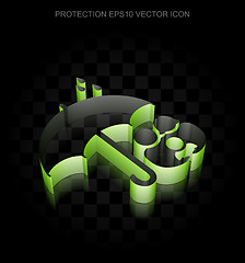 Image showing Security icon: Green 3d Family And Umbrella made of paper, transparent shadow, EPS 10 vector.