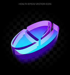 Image showing Healthcare icon: 3d neon glowing Pill made of glass, EPS 10 vector.