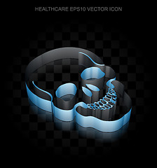 Image showing Health icon: Blue 3d Scull made of paper, transparent shadow, EPS 10 vector.