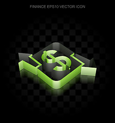 Image showing Finance icon: Green 3d Finance made of paper, transparent shadow, EPS 10 vector.