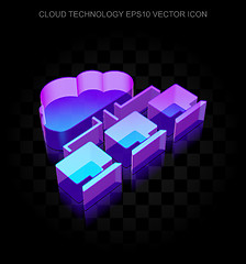 Image showing Cloud computing icon: 3d neon glowing Cloud Network made of glass, EPS 10 vector.
