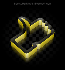 Image showing Social network icon: Yellow 3d Thumb Up made of paper, transparent shadow, EPS 10 vector.