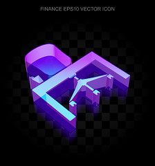 Image showing Finance icon: 3d neon glowing Office made of glass, EPS 10 vector.