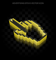 Image showing Advertising icon: Yellow 3d Mouse Cursor made of paper, transparent shadow, EPS 10 vector.