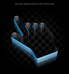 Image showing Social network icon: Blue 3d Mouse Cursor made of paper, transparent shadow, EPS 10 vector.