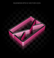 Image showing Business icon: Crimson 3d Email made of paper, transparent shadow, EPS 10 vector.
