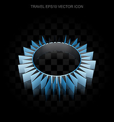 Image showing Vacation icon: Blue 3d Sun made of paper, transparent shadow, EPS 10 vector.