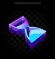 Image showing Time icon: 3d neon glowing Hourglass made of glass, EPS 10 vector.