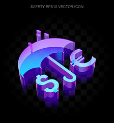 Image showing Safety icon: 3d neon glowing Money And Umbrella made of glass, EPS 10 vector.