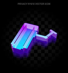 Image showing Privacy icon: 3d neon glowing Cctv Camera made of glass, EPS 10 vector.