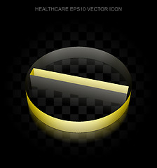 Image showing Healthcare icon: Yellow 3d Pill made of paper, transparent shadow, EPS 10 vector.