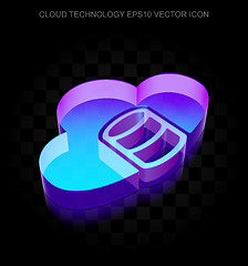 Image showing Cloud technology icon: 3d neon glowing Database With Cloud made of glass, EPS 10 vector.