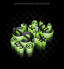 Image showing Marketing icon: Green 3d Finance Symbol made of paper, transparent shadow, EPS 10 vector.