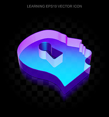 Image showing Studying icon: 3d neon glowing Head With Keyhole made of glass, EPS 10 vector.