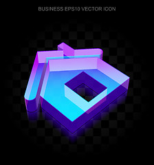 Image showing Finance icon: 3d neon glowing Home made of glass, EPS 10 vector.