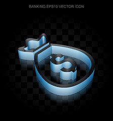 Image showing Money icon: Blue 3d Money Bag made of paper, transparent shadow, EPS 10 vector.