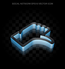 Image showing Social network icon: Blue 3d Thumb Down made of paper, transparent shadow, EPS 10 vector.