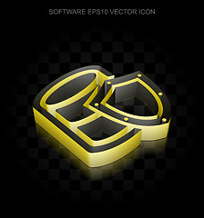 Image showing Software icon: Yellow 3d Database With Shield made of paper, transparent shadow, EPS 10 vector.