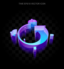 Image showing Timeline icon: 3d neon glowing Alarm Clock made of glass, EPS 10 vector.