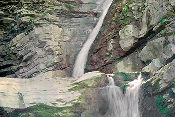 Image showing Double waterfall and rocks, Perino river, Valtrebbia, Italy