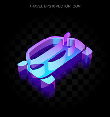 Image showing Travel icon: 3d neon glowing Car made of glass, EPS 10 vector.