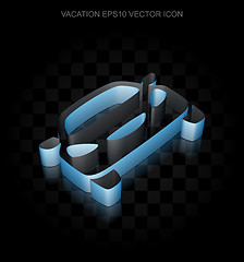 Image showing Tourism icon: Blue 3d Car made of paper, transparent shadow, EPS 10 vector.