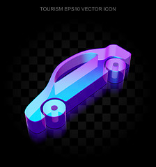 Image showing Vacation icon: 3d neon glowing Car made of glass, EPS 10 vector.
