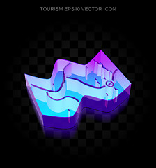 Image showing Vacation icon: 3d neon glowing Map made of glass, EPS 10 vector.