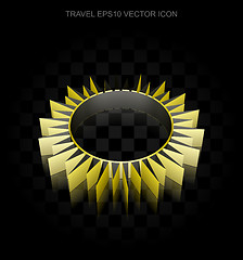 Image showing Travel icon: Yellow 3d Sun made of paper, transparent shadow, EPS 10 vector.