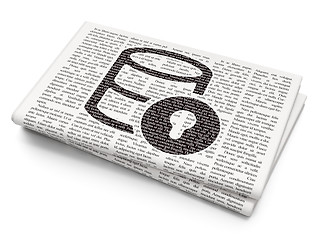 Image showing Programming concept: Database With Lock on Newspaper background