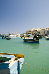 Image showing  luzzu boat marsaxlokk harbor malta