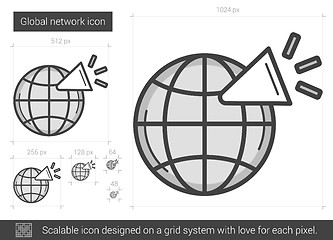 Image showing Global network line icon.