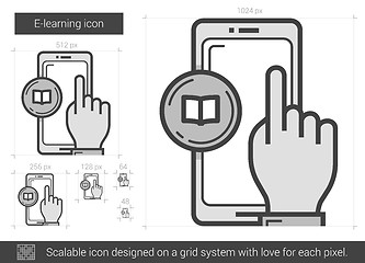 Image showing E-learning line icon.