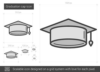 Image showing Graduation cap line icon.
