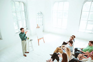 Image showing Speaker at Business Meeting in the conference hall.