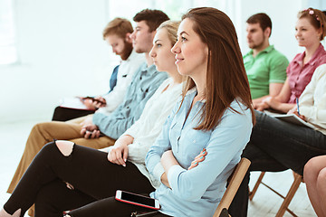 Image showing The people at Business Meeting in the conference hall.