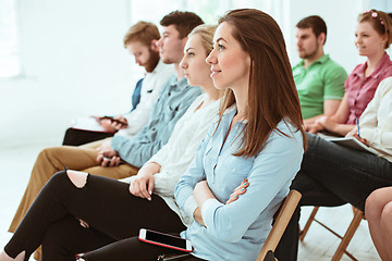 Image showing The people at Business Meeting in the conference hall.