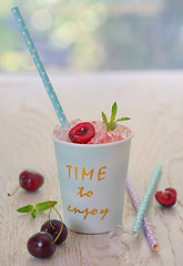 Image showing cherry syrup with ice