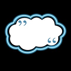 Image showing Blue glow neon cloud speech bubble