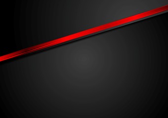 Image showing Abstract black corporate background with red glossy stripe