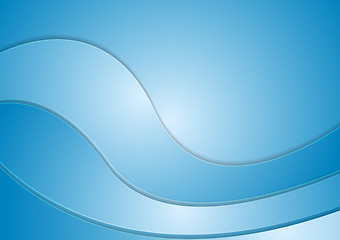 Image showing Abstract blue corporate wavy background